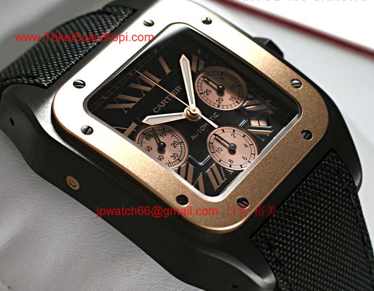 ブランド CARTIERカルティエ 時計コピー サントス100 クロノLM カーボン コンビ W2020004