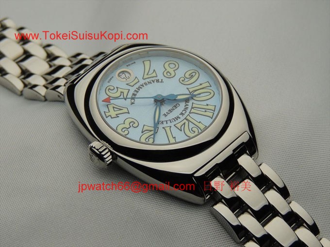 フランク・ミュラー コピー 時計 トランスアメリカ レディース オートクォーツ 2000L OAC Pastel Blue