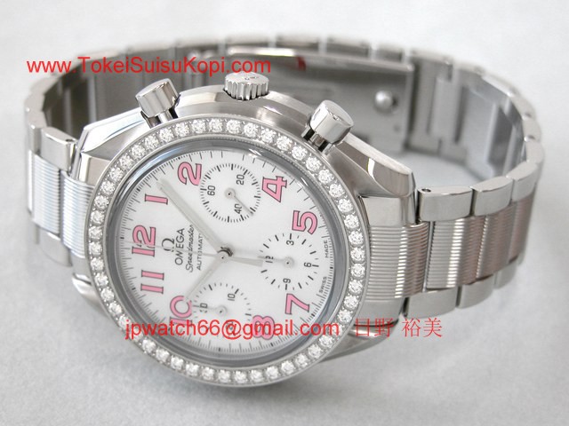 OMEGAオメガ コピー スピードマスター ダイヤベゼル ホワイトシェル/ピンクアラビア 3535.74