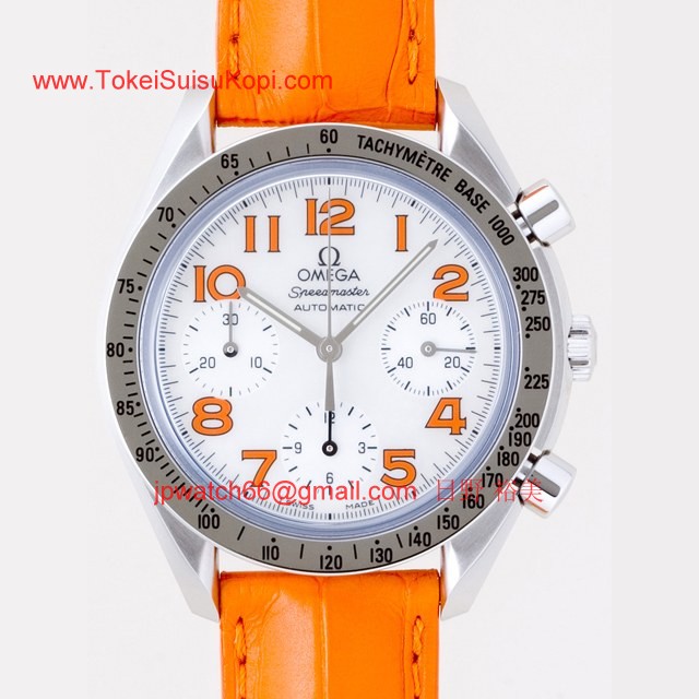 OMEGAオメガ コピー スピードマスター ダイヤベゼル　ブルー革 ホワイトシェルブルーアラビア 3835.71.33