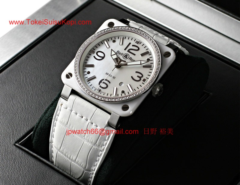 ベル&ロス 時計コピー Bell&Ross 偽物 ホワイトセラミック/ダイアモンド シェルダイアル BR03-92