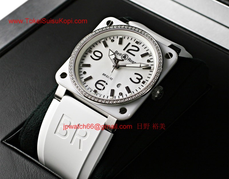 (Bell&Ross)ベル&ロス 偽物時計 アヴィエーション ホワイトセラミック/ダイアモンド BR03-92