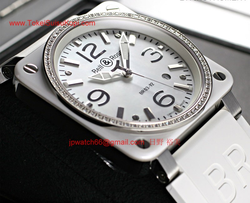(Bell&Ross)ベル&ロス 偽物時計 アヴィエーション ホワイトセラミック/ダイアモンド BR03-92