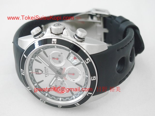 チュードル Tudor腕時計コピー グランツアークロノ ブラック革 シルバー 20530N