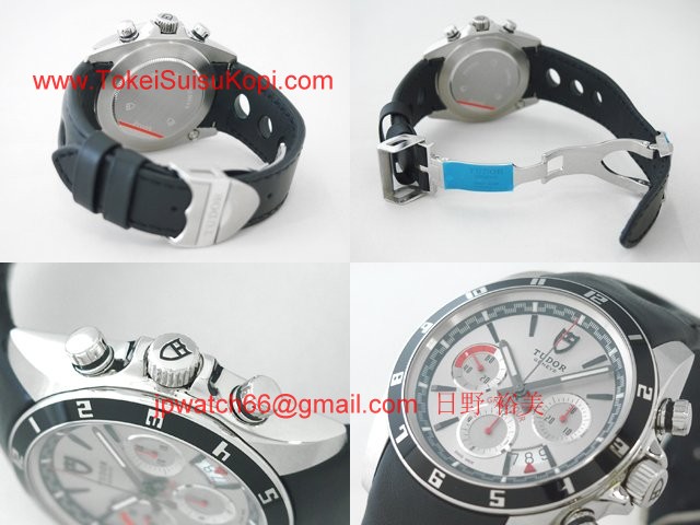 チュードル Tudor腕時計コピー グランツアークロノ ブラック革 シルバー 20530N